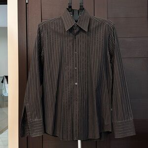 BOSS Fitted Shirt with Black and Gray Stripes